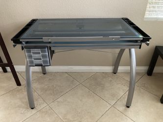 Artist Table Stainless Steel Body Glass Top