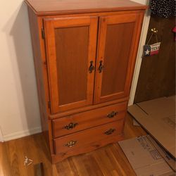 Solid Pine Armoire Cabinet With Brass pulls