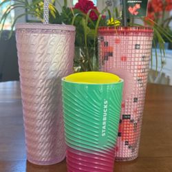 3pc Starbucks Tumblers Bundle❣️ 2 Brand New 24 oz. Cold drinks 1 12 oz Hot drinks