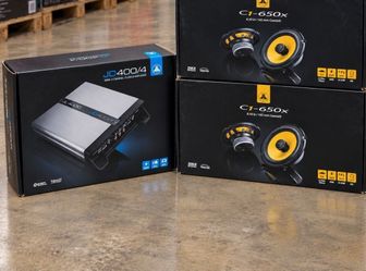 JL Audio C1 Car Speakers 2 Sets 6.5" 2-Way Coaxial System 450 Watts C1-650X JD400/4 4-Channel Amplifier Package
