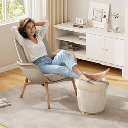 Ottoman with Storage, Sherpa Vanity Stool, 18.5" Small Ottoman Dorm