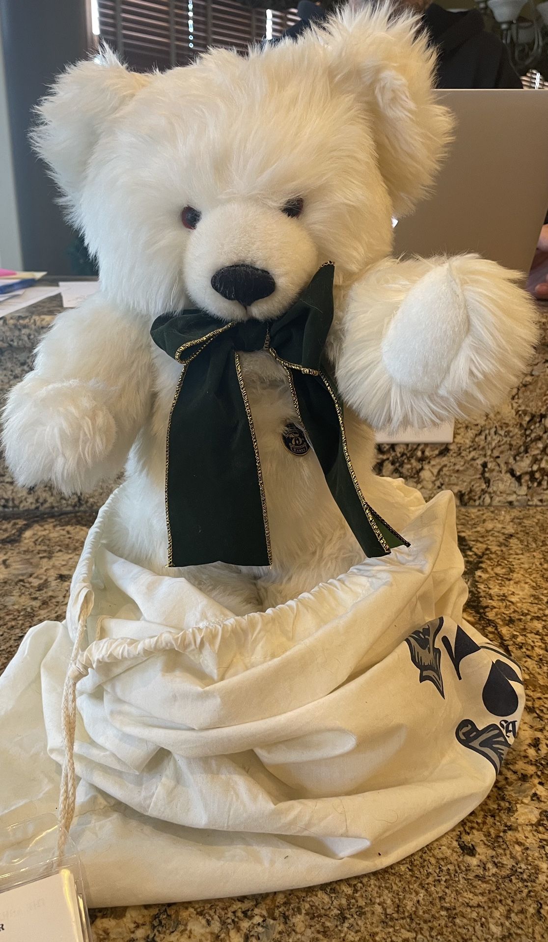 Knickerbocker 75th Anniversary Merry Polar Bear BIG 20" Musical Jointed Teddy In Original Bag 