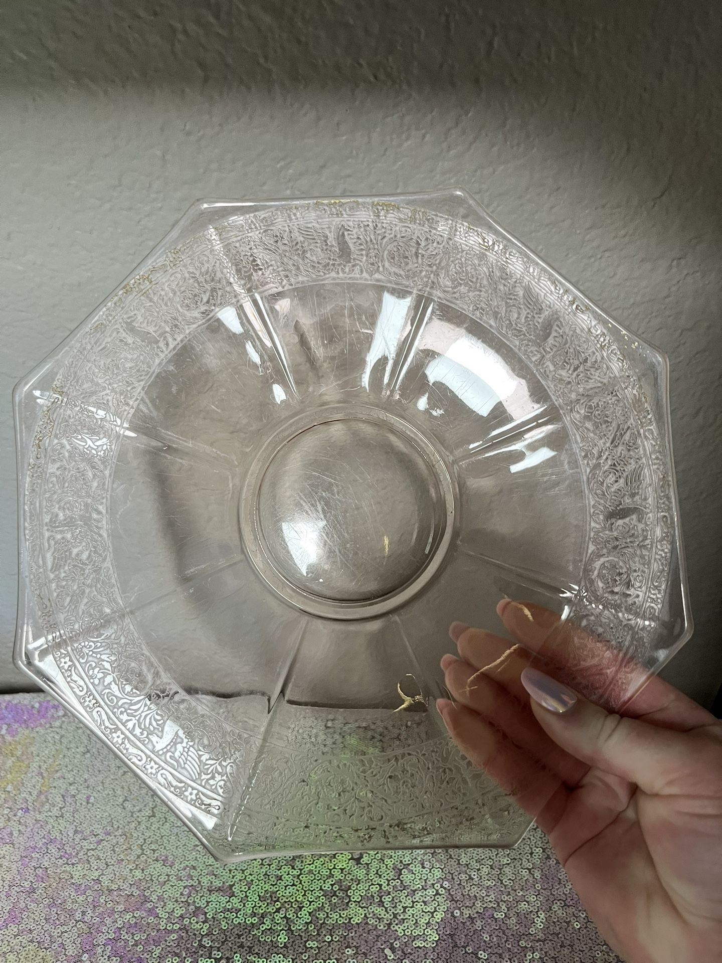 1930’s Pink Depression Octagon Serving Plate
