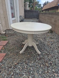 White Round table.