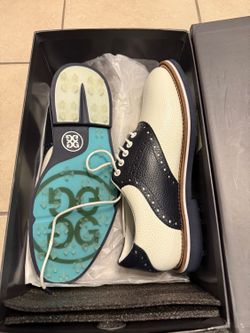 G/FORE Men's Saddle Gallivanter Golf Shoes - Snow/Twilight (White/Navy) - Men's US 8.5