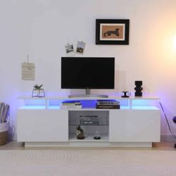 TV STAND ( HIGH GLOSS AND LED LIGHTS)  63”x13.8”x19.7