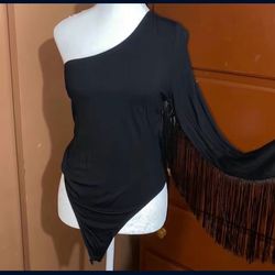 Black Bodysuit with Fringe