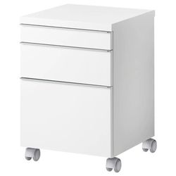 Drawer Unit ON Casters, High Gloss White Ikea Besta Burs