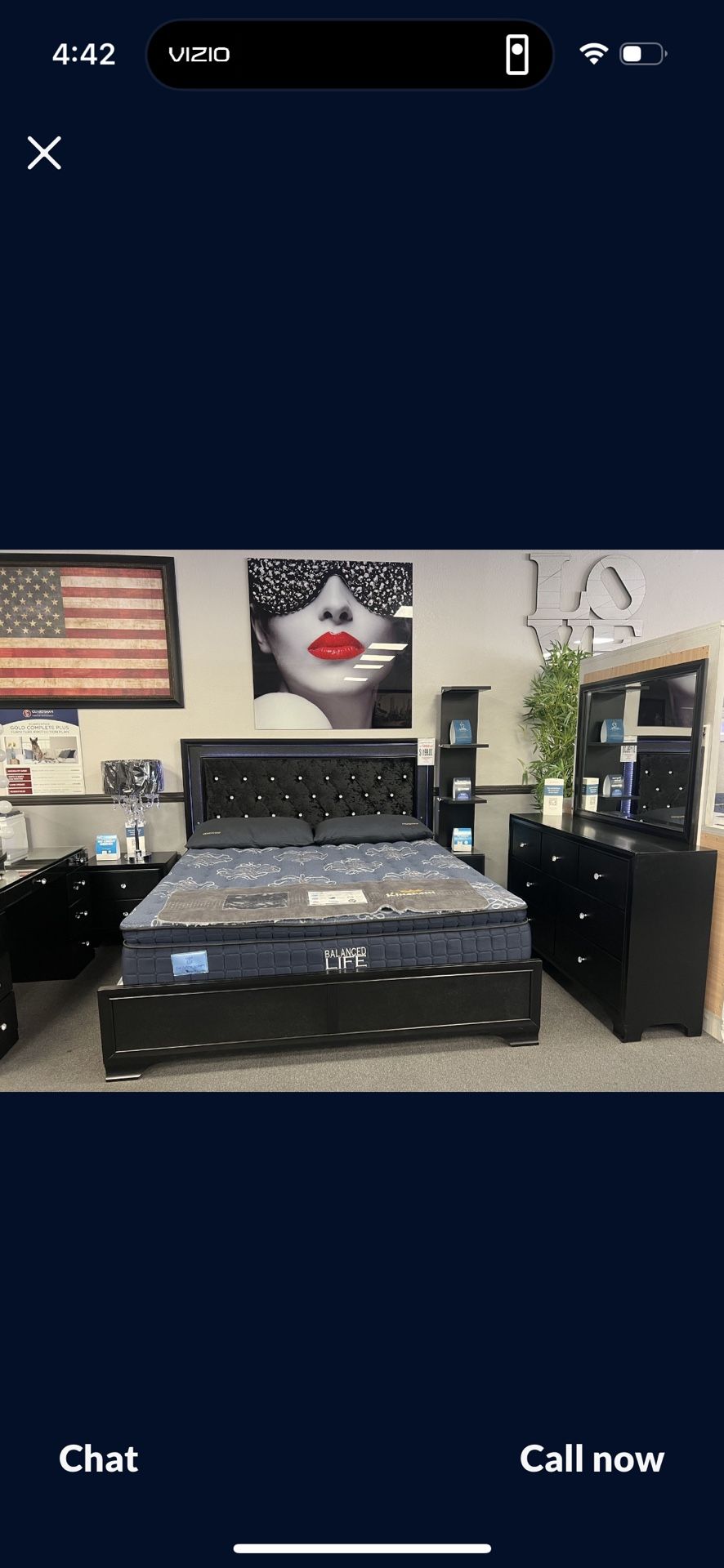 Queen Bedframe With LED Light