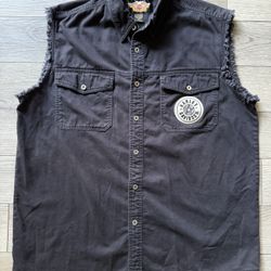 Men’s Harley Davidson Raw Edge Sleeveless Shirt XL Black