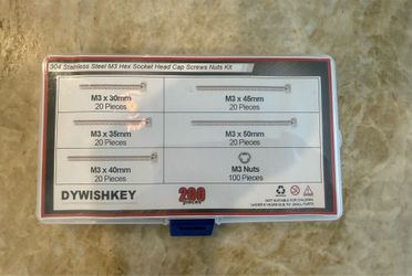 Partial DYWISHKEY M3 Stainless Steel Hex Socket Head Cap Screws & Nuts Assortment Kit