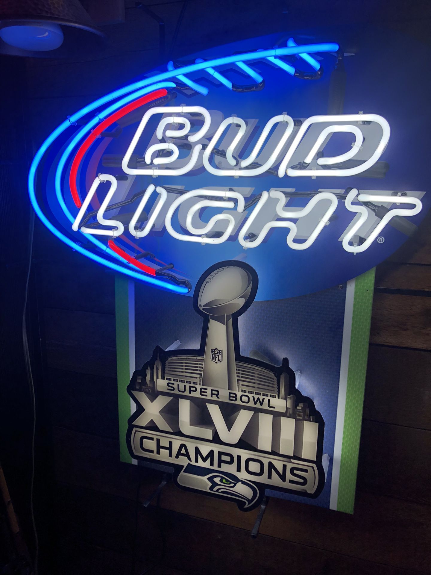 Seattle Seahawks Bud Light Super Bowl Neon Beer Sign for Sale in