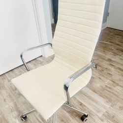 White Faux Leather Office chair