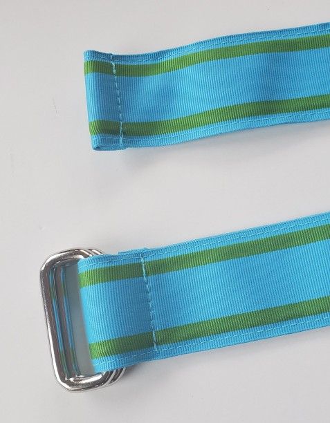 Lands' End women's multicolored ribbon cloth belt size M D ring cyan Stripe 37"
New without tag