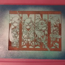 Teenage Mutant Ninja Turtles Laser Engraving Art TMNT Blue Metallic 10" x 7" 
