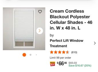 Cordless Blackout Cellular Shade 46x48