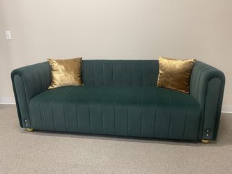 Emerald Green Velvet Couch
