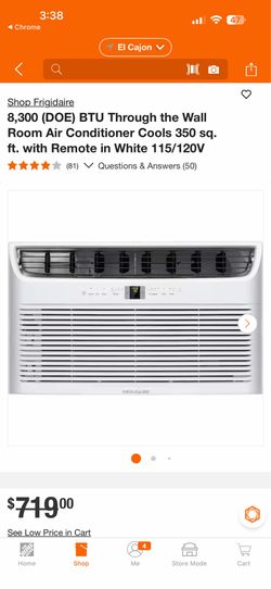 Shop Frigidaire 8,300 (DOE) BTU Through the Wall Room Air Conditioner Cools 350 sq. ft. with Remote in White 115/120V