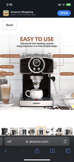 SUMSATY Espresso Coffee Machine 20 Bar Retro Espresso Maker with Milk  Frother Steamer Wand for Cappuccino Latte Macchiato 1.8L Removable Water  Tank ETL Listed Coffee Spoon Vintage 