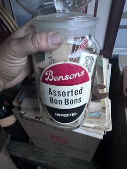 Vintage Bensons Bon Bon Glass Jar Filled With Vintage Matches