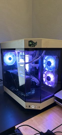 custom built gaming pc with wired headset and KBM