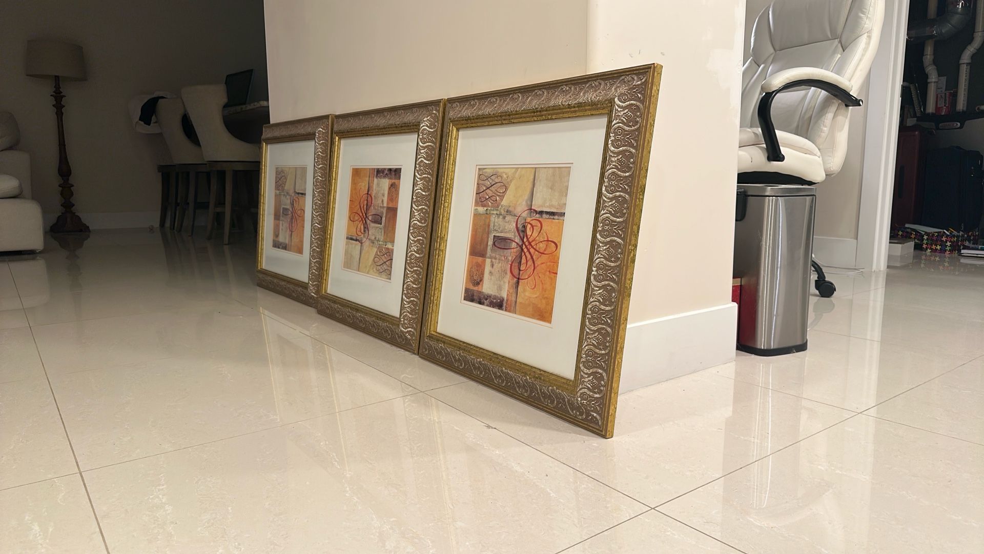 3 Gold Framed Pictures 
