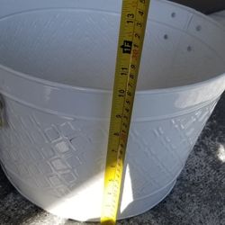 Large White Metal Plant Pot