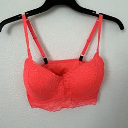 VS Pink Neon Coral Bralette Medium - D