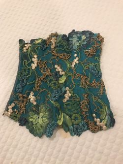 Green and blue floral corset.