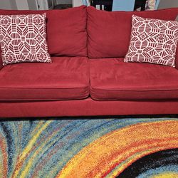 Red Sofa With Pillows For Sale
