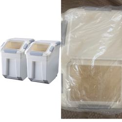 New Two (2) Hanamya 25 Liter Food/Pet Pantry Storage Containers BPA Free
