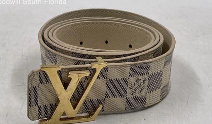 Authentic Louis Vuitton Womens Beige Damier Azur Waist Belt Size 110/44