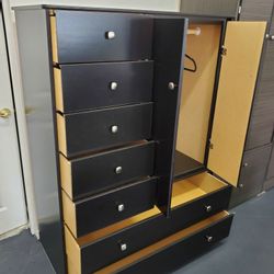 New Black Wardrobe Closet Armoire Dresser 