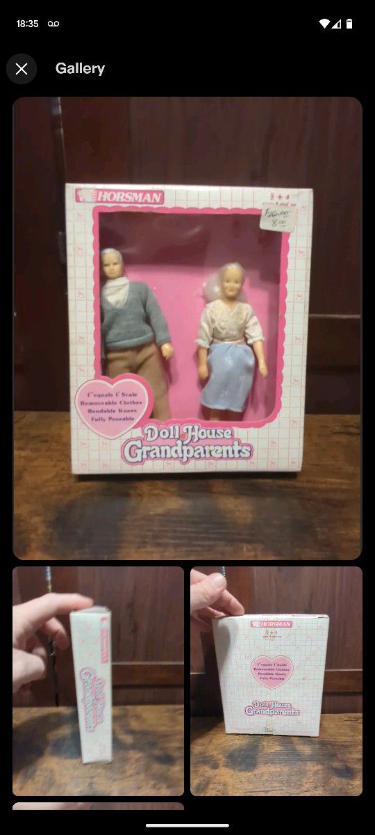 VTG HORSMAN Doll House GRANDPARENTS AND ME Dolls Figures w Dog 1991 Original Box