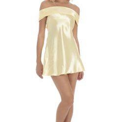 Lucy in the Sky - Satin Off Shoulder Dress 