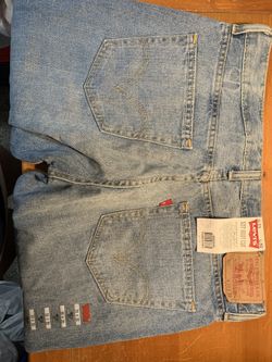 Vintage Blue Denim Low Rise Five-Pockets Distressed Light Wash Levi 527 Boot Cut W33 L32 Men’s Pants