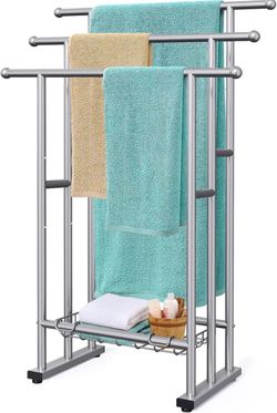 Freestanding 3-Tier Towel Rack with Bottom Shelf