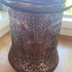 Antique Copper Bucket . 9 Inches Height . 7.5 Inches Diameter. 