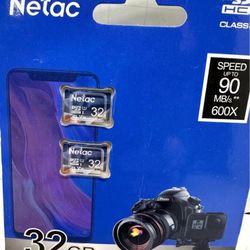 NETAC 32GB Micro Sd Card Mini Class 10 Tf Memory Card Brand New (two Units) #A6