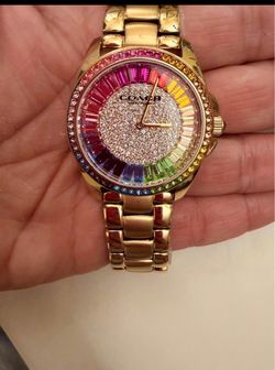 Coach Gold Rainbow Crystal Watch