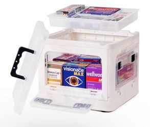 DOUKE 22qt Medicine Organizer Storage Box – Plastic First Aid Box Empty with Lid, Stackable Medical Container with Handle & Wheels, Sturdy BPA-Free