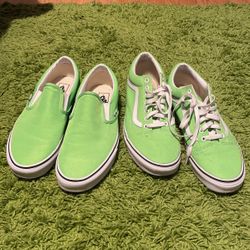 Neon Green Vans Both Pairs Size 11