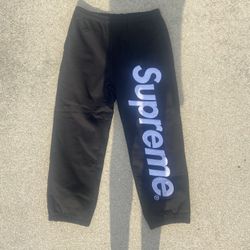 Supreme Satin Appliqué Sweatpants Black Size Small(FW24)