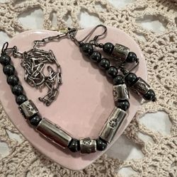Sterling Silver Necklace And Earrings 