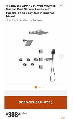 4 Spray 2.5 GPM 12 in. Wall Mounted Rainfall Dual Shower Heads with Handheld and Body Jets in Brushed Nickel