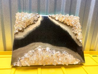 Handmade Black & Gold Resin Geode Crystal Wall Art