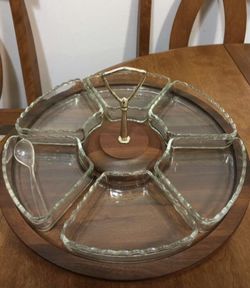 1950-1960’s walnut / glass lazy Susan