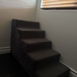 Dog Stairs for Small Dog and Cats,23”H Non-Slip Bottom Pet Steps for High Beds and Couch,High-Density Foam Pet Stairs Grey,5 Steps