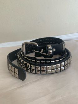 Torrid Black Faux Leather 2-Row Pyramid Stud Belt Size 4 Goth Punk