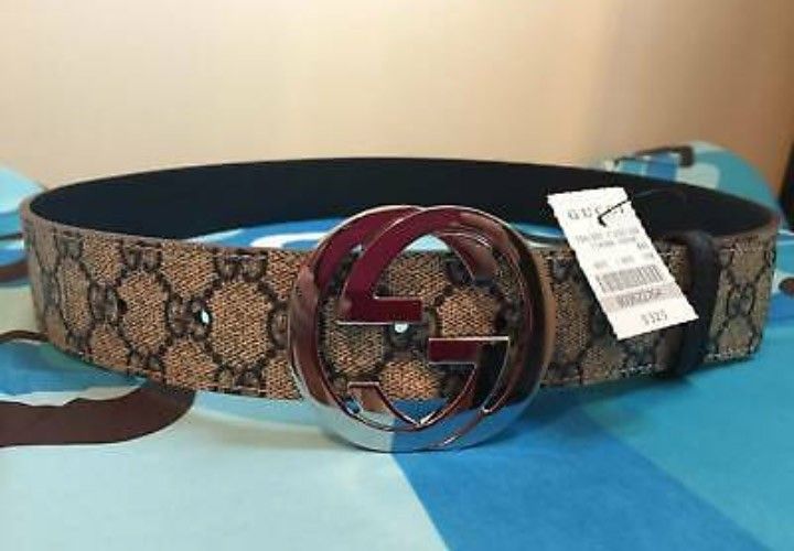 NWT!!Authentic GUCCI-Men's Leather Belt in Blue 110CM: 32-36 inch Waists NEW